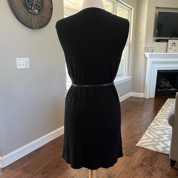 Adrianna Papell Small Black Long Cardigan Ribbed Sweater Top Belt Open Front - Picture 5 of 13